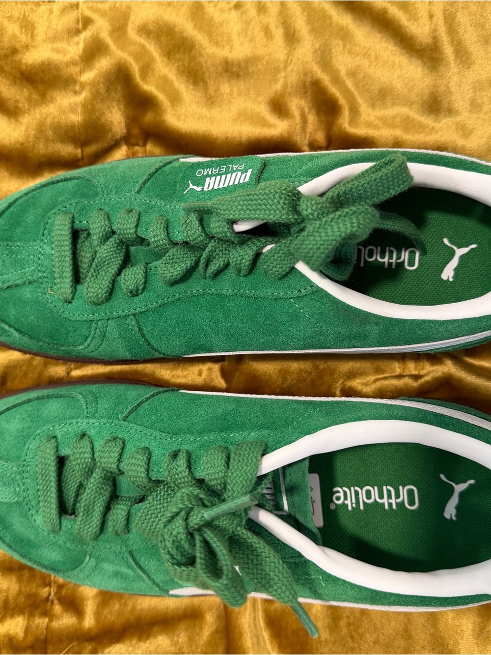 Puma Green Suede Palermo Sneakers with White Formstrip - Picture 2 of 5